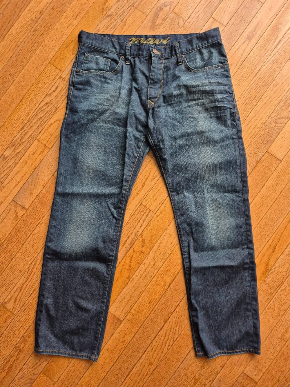 Martin Classic Straight Mid Rise Stretch Dark Denim Jean 36